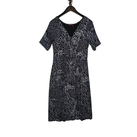 Fresh Produce Dress Womens Small Shift Boat Neck Short Sleeve Batik Print Black - Picture 1 of 7
